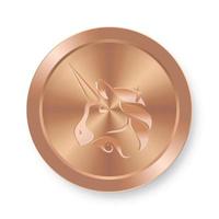 Bronze coin of Uniswap Concept of internet web cryptocurrency vector