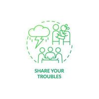 Share your troubles green gradient concept icon. Help with mental health hardships abstract idea thin line illustration. Isolated outline drawing. vector