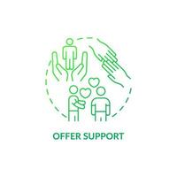 Offer support green gradient concept icon. Showing moral support abstract idea thin line illustration. Being emotional supportive. Isolated outline drawing vector