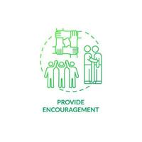 Provide encouragement green gradient concept icon. Improving mental health abstract idea thin line illustration. Offering comfort. Isolated outline drawing vector