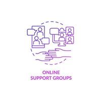 Online support group purple gradient concept icon. Mental health therapy abstract idea thin line illustration. Anonymous chat room. Isolated outline drawing vector