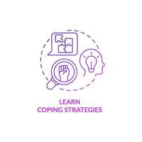 Learn coping strategies purple gradient concept icon. Protection from distress abstract idea thin line illustration. Therapy. Isolated outline drawing vector