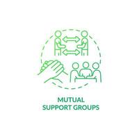 Mutual support groups green gradient concept icon. Overcoming problem together abstract idea thin line illustration. Recovery model. Isolated outline drawing vector