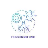 Focus on self care blue gradient concept icon. Practice meditation abstract idea thin line illustration. Improve concentration. Isolated outline drawing vector