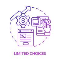 Limited choices purple gradient concept icon. Digital marketing. Landing page set abstract idea thin line illustration. Isolated outline drawing. vector