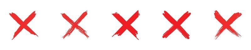 set of paint brush red cross on white background vector