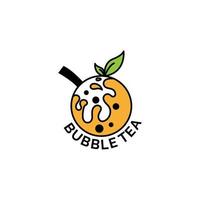 Bubble Drink Tea Logo. Good for Boba Milk Shake, thai tea, pearl, fresh fruit juice sweet beverage. Vector art Illustration