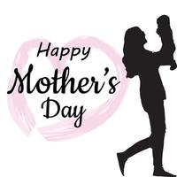 tarjeta de felicitación del día de la madre. mamá e hijo. símbolos de amor sobre fondo blanco vector