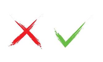 green check mark and red cross icon symbol. vector