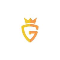 Letter G King with Crown and shield shape Logo design. vector art illustration