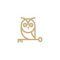 Owl bird key logo template design. Smart Education logo with Owl Symbol. Vector art illustration