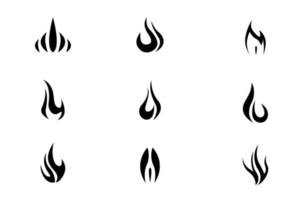et of Fire flames symbol, set fire flame vector icons