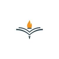 education logo icon design with book and fire. vector art illustration