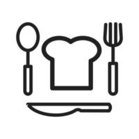 Chef Hat and Cutlery Line Icon vector