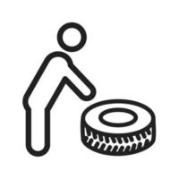 Fixing Punctured Tyre Line Icon vector