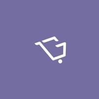 minimalist letter g shopping cart logo design with very peri coloR vector