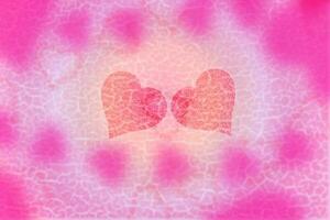 Broken valentines background with blur Hearts. Greeting Card. photo