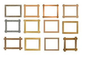 Set of Vintage wood picture frame isolated on white background. with clipping path. photo