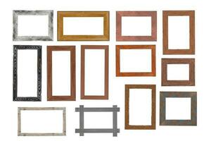 Set of Vintage wood picture frame isolated on white background. with clipping path. photo