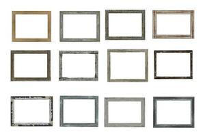 Set of Vintage wood picture frame isolated on white background. with clipping path. photo