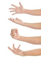 Male hand gesture and sign collection isolated on white background with clipping path. photo