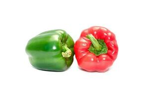 fresh red, green bell pepper isolated on white background. Diet food and vegan concept photo