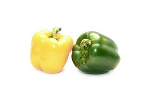 fresh red, green bell pepper isolated on white background. Diet food and vegan concept
