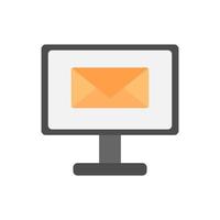 Computer monitor display and envelope. Cartoon minimal style vector