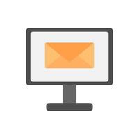 Computer monitor display and envelope. Cartoon minimal style vector