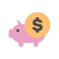 Piggy bank with dollar icon in minimal cartoon style vector