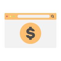 Webpage interface with dollar coin in minimal cartoon style vector