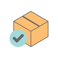 3d box and checkmark icon in minimal cartoon style vector