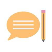 Speech bubble and pencil in minimal cartoon style vector