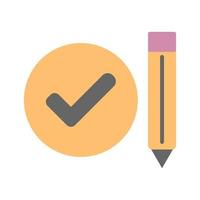 Checkmark icon and pencil in minimal cartoon style vector