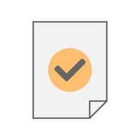 Document with check mark icon in minimal cartoon style vector