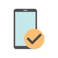 Smartphone with checkmark icon in minimal cartoon style vector