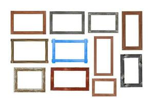 Set of Vintage wood picture frame isolated on white background. with clipping path. photo