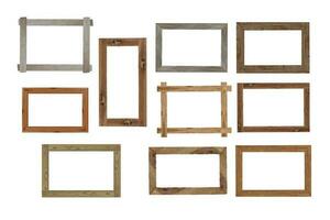 Set of Vintage wood picture frame isolated on white background. with clipping path. photo