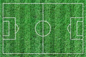 Top view stripe grass soccer field. Green lawn with white lines pattern background. photo