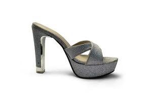 close up of grey high heels isolated on white background. Object with clipping path photo