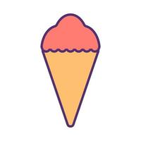 Illustration of ice cream cone in flat cartoon style vector
