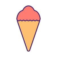 Illustration of ice cream cone in flat cartoon style vector