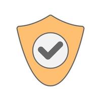 Shield and check mark icon in minimal cartoon style vector