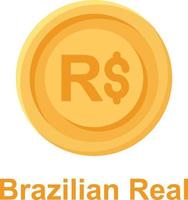 Brazilian Real Coin Isolated Vector icon which can easily modify or edit