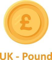 UK Pound Coin Isolated Vector icon which can easily modify or edit