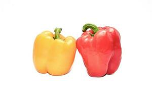 fresh red, green bell pepper isolated on white background. Diet food and vegan concept photo