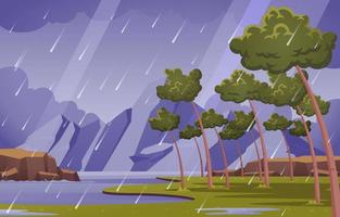 fondo de escena de lluvia de naturaleza vector