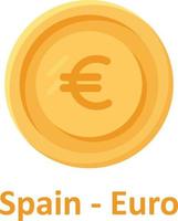 Spain Euro Coin Isolated Vector icon which can easily modify or edit