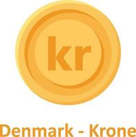 Denmark Krone Coin Isolated Vector icon which can easily modify or edit