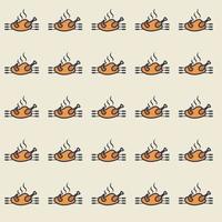 Seamless grilled roasted chicken pattern vector